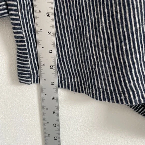 Poetry Top Women 4 Striped Linen Classic Asymmetrical Coastal Preppy Lagenlook - Picture 4 of 12